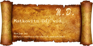 Matkovits Dávid névjegykártya