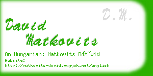 david matkovits business card